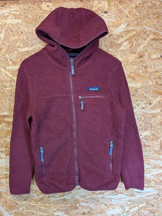 Patagonia Fleece Hoodie Jacket Women XS Sherpa Full Zip Burgundy Deep Pile Retro