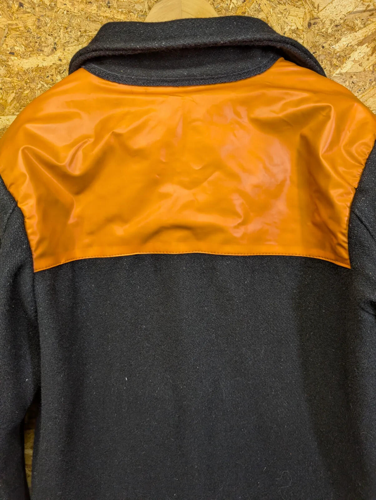 Vintage Donkey Jacket Mens Medium Black Orange NCB Coal Chore Wool 70s Button
