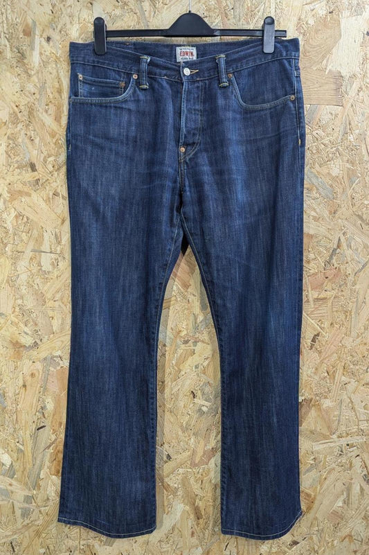 Edwin ED-39 Regular Jeans W36 L32 Men Straight Fit Navy Blue Denim Button Fly