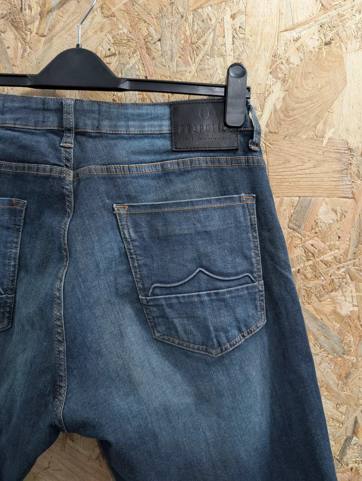 883 Police Moriarty Jeans Mens W36 L32 Dark Blue Denim Slim Fit Stretch Zip Fly