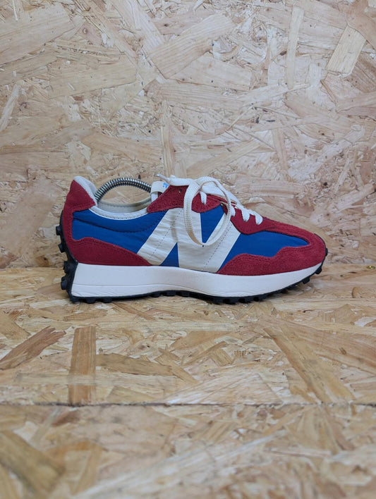 New Balance 327 Trainers UK 6 Women Red Blue White Lace Running Shoe NB Claret