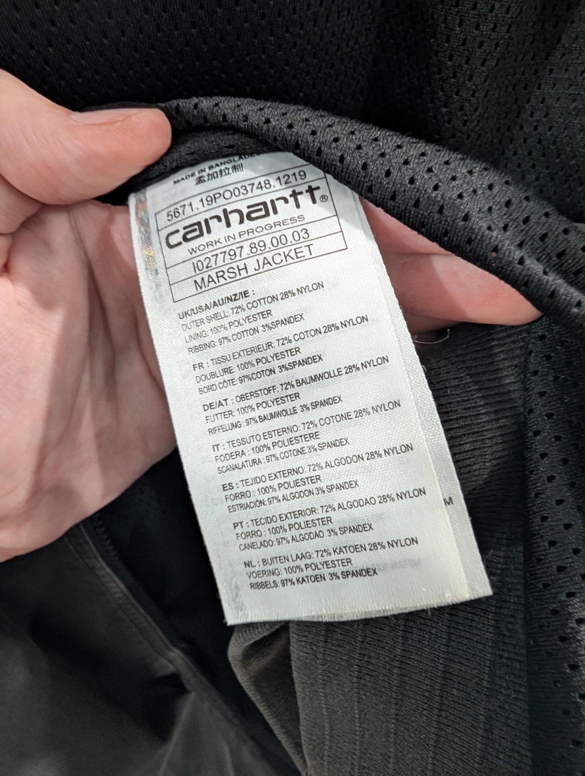 Carhartt Marsh Jacket Mens Size Medium Grey Black Faded Hooded Full Zip