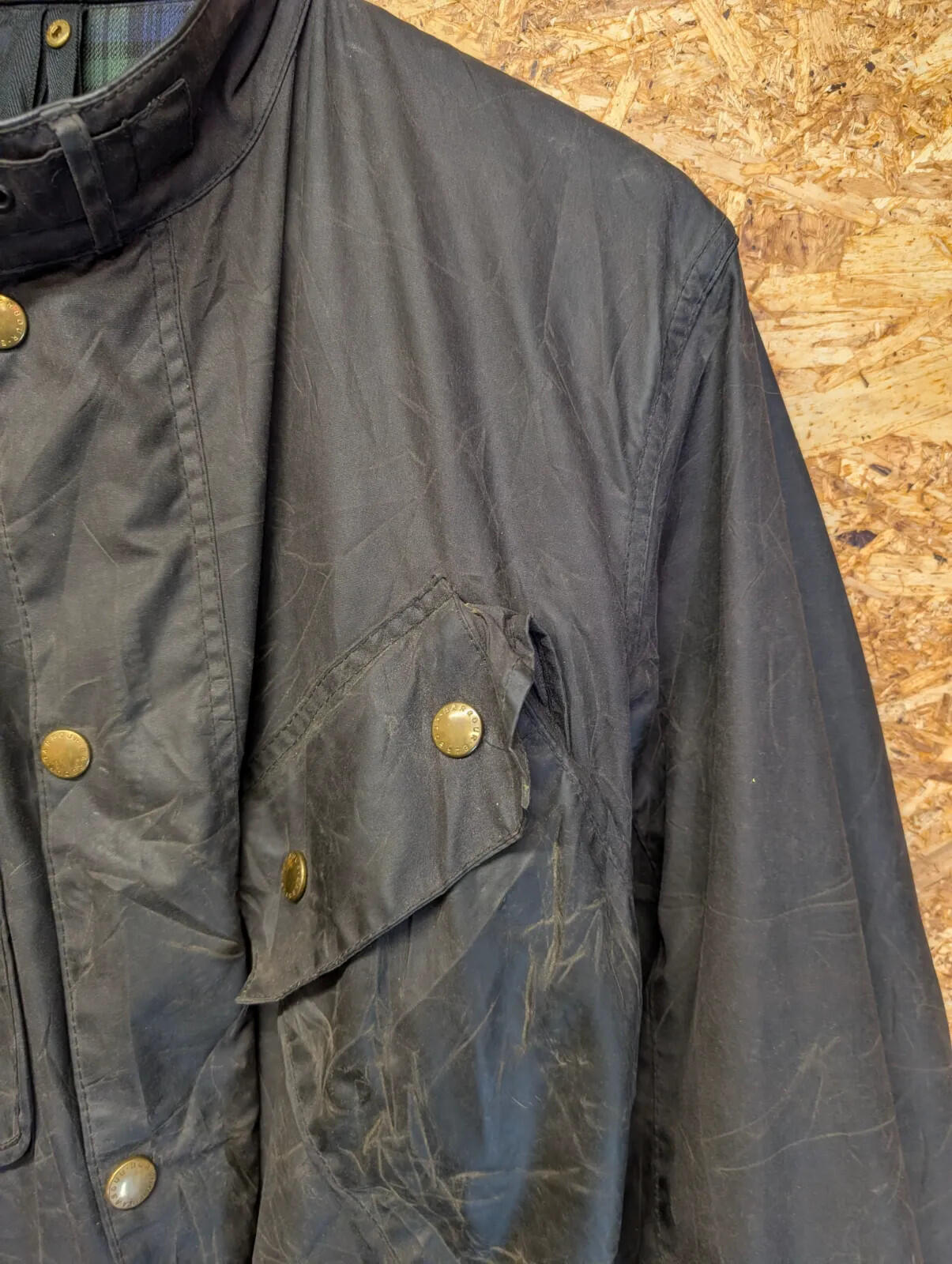 Vintage Barbour Beacon Jacket Wax Jacket Mens Medium C40 Black A132 Belted 90s