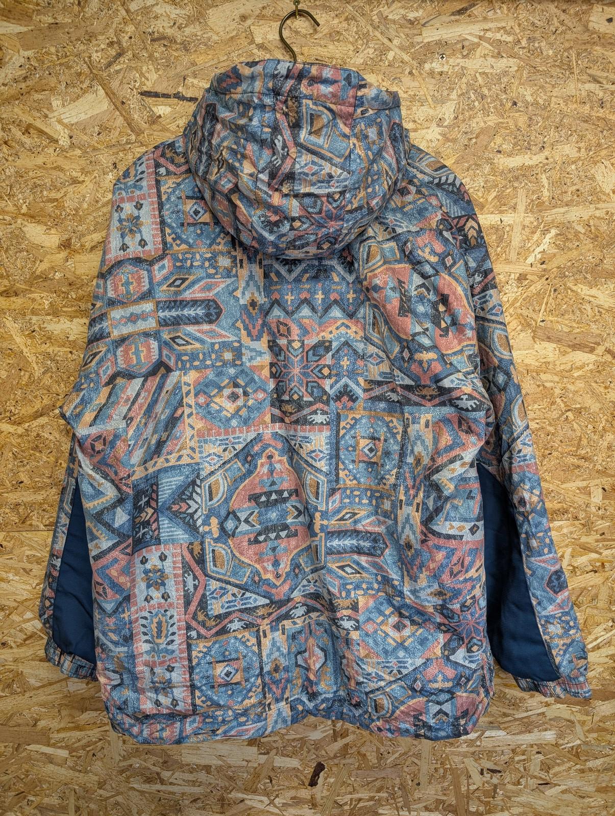 SNC Sport Neige Ski Jacket Small Men Geometric Aztec Hoodie Vintage 90s