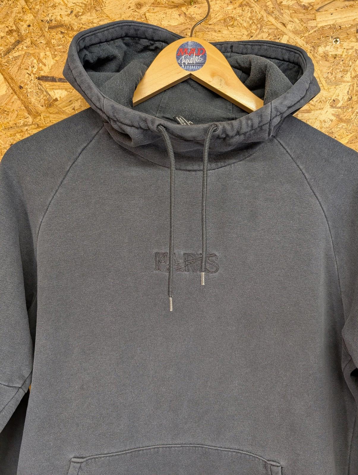 Nike Paris Hoodie Mens Small Pullover Embroidered Logo Black Grey Cotton Blend