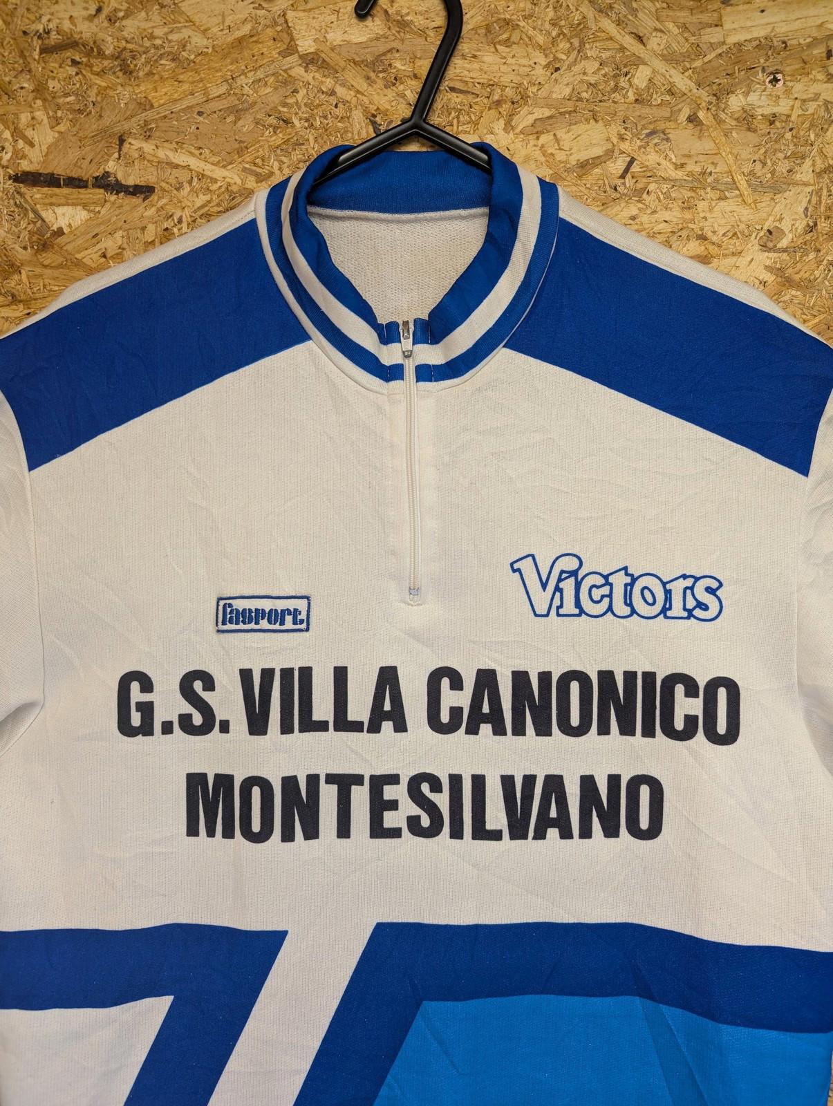 Vintage Victors Cycling Jersey Men Unisex Medium Half Zip Blue White Graphic Top