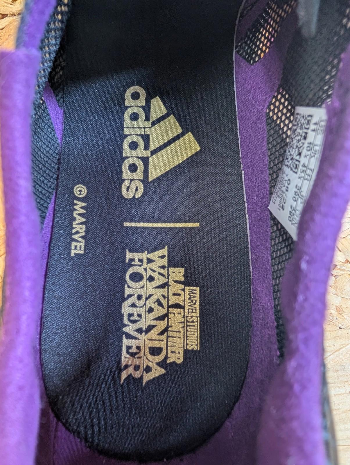 Adidas Adizero Avanti Mens Trainers UK 10.5 Black Gold Purple Running Spikes Marvel Black Panther