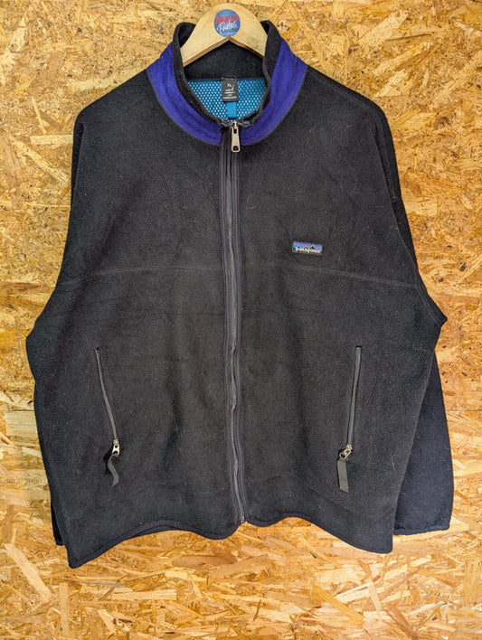 Vintage Patagonia P.E.F Full Zip Fleece Jacket Mens XL Black Blue USA Made 90s