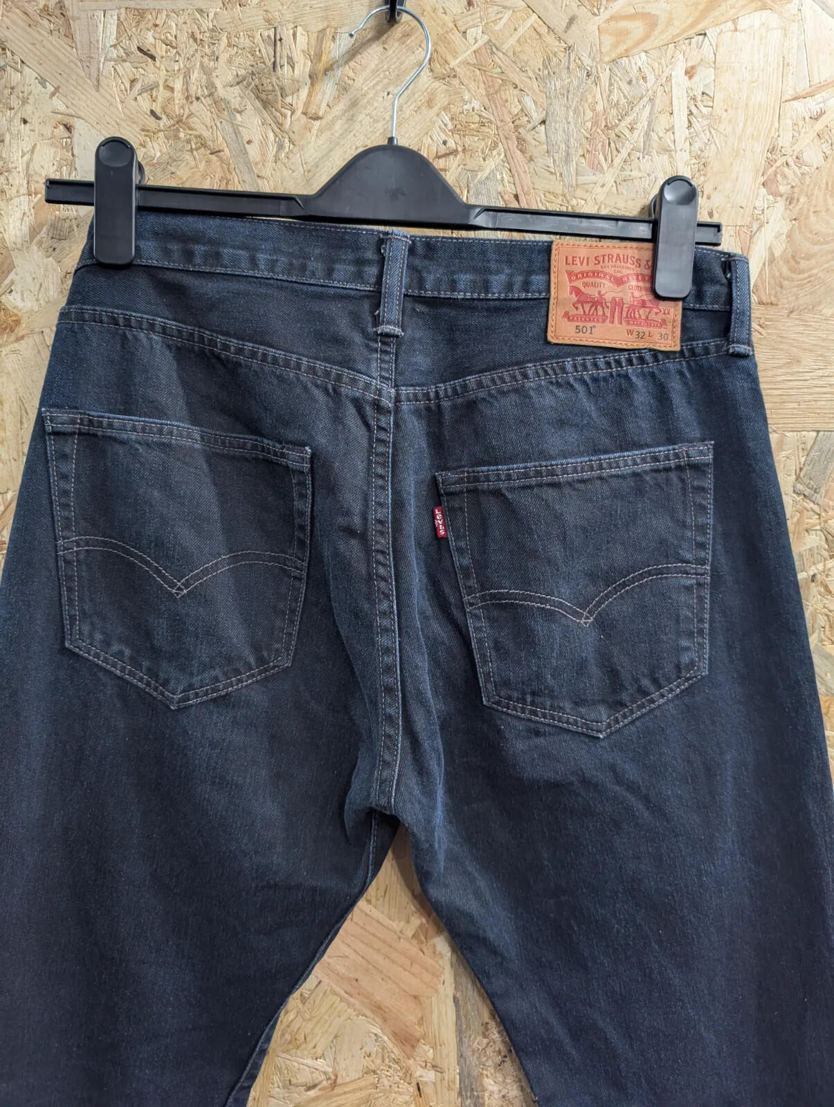 Levis 501 Jeans Men W32 L30 Dark Blue Wash Denim Regular Straight Fit Button Fly