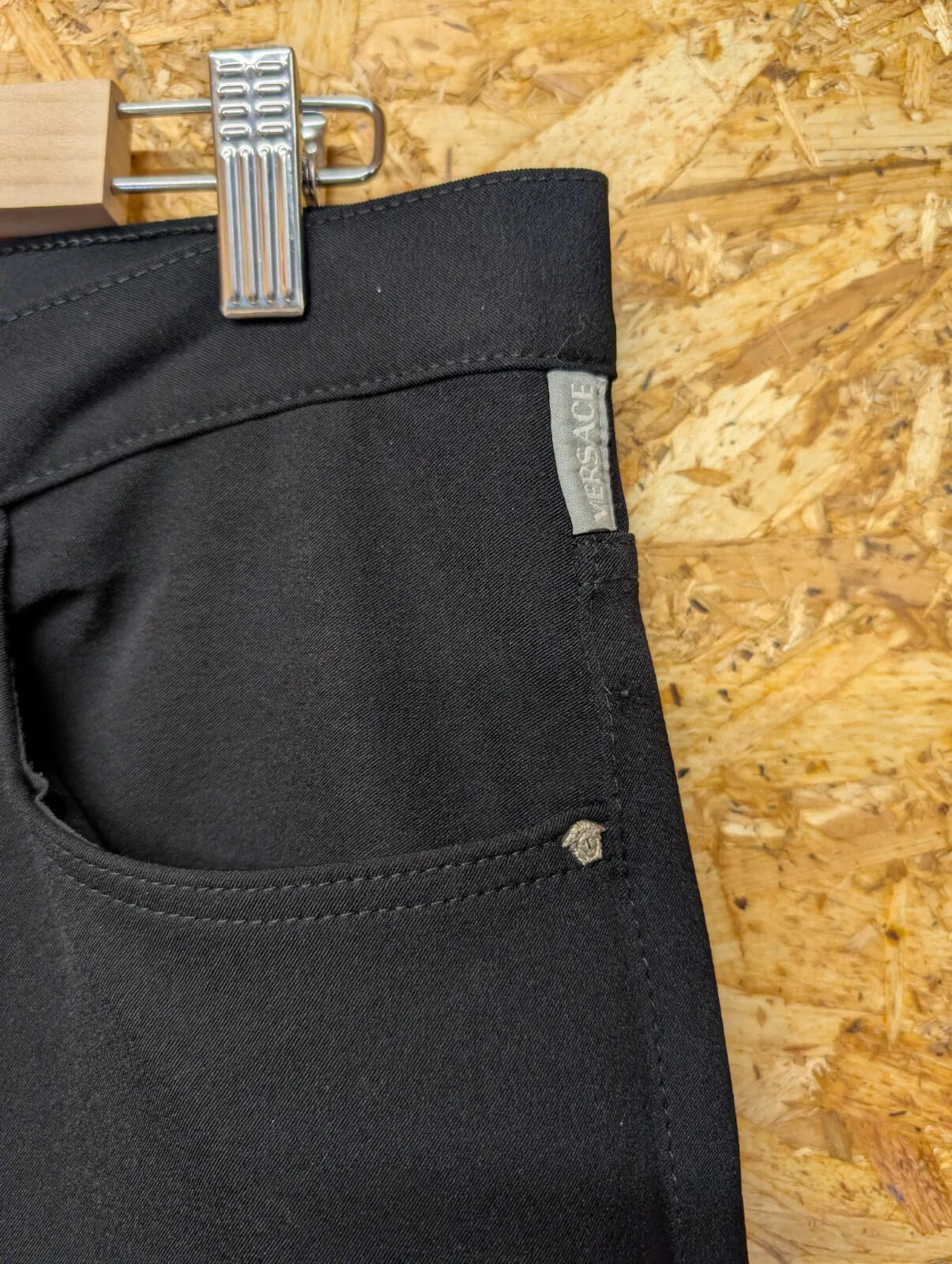 Versace Jeans Couture Trousers Mens W34 L32 Black Stretch Zip Fly Vintage 90s