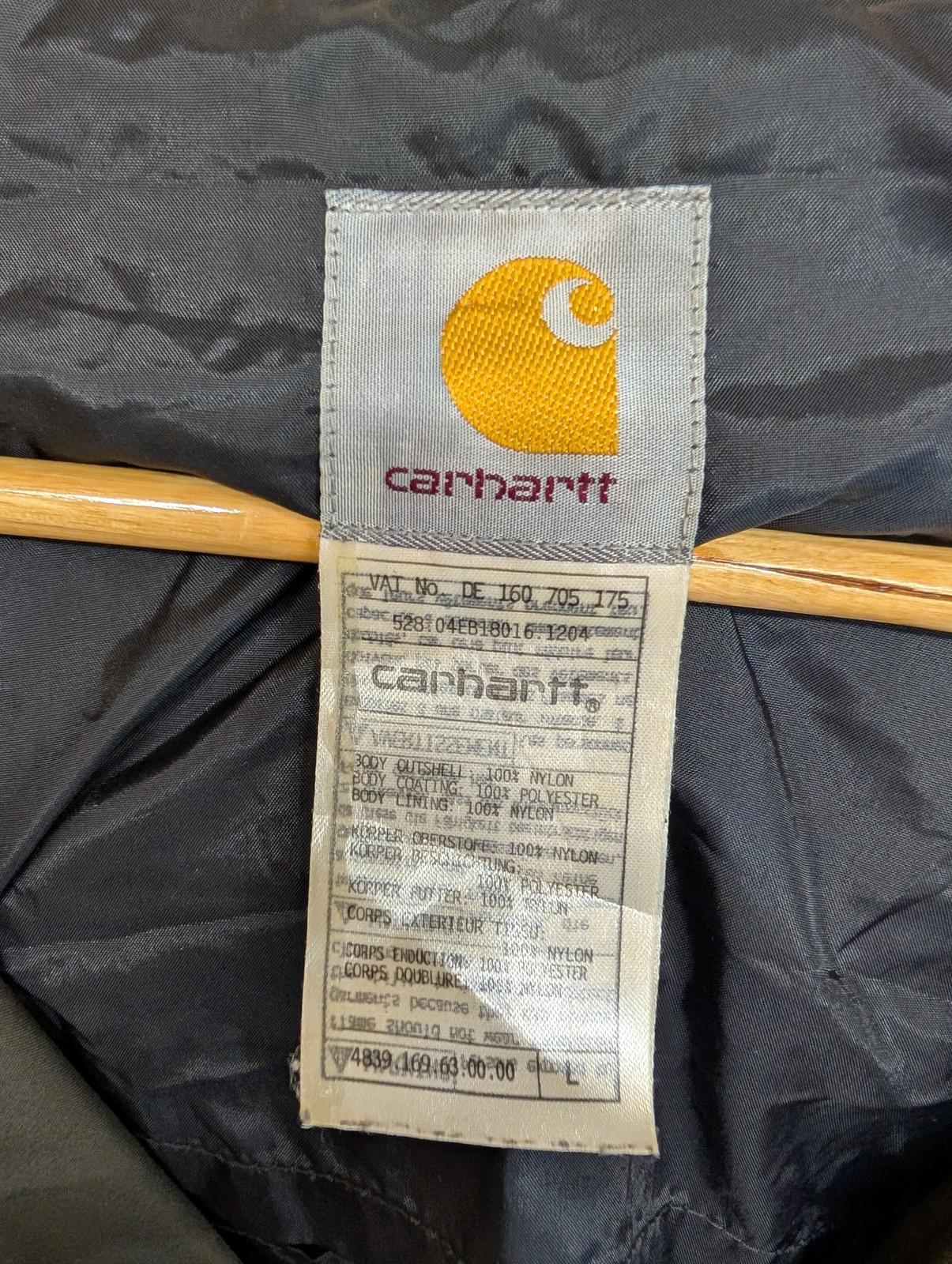 Carhartt Wax Lined Parka Jacket Large Men Hooded Nylon Casual Dark Green Khaki