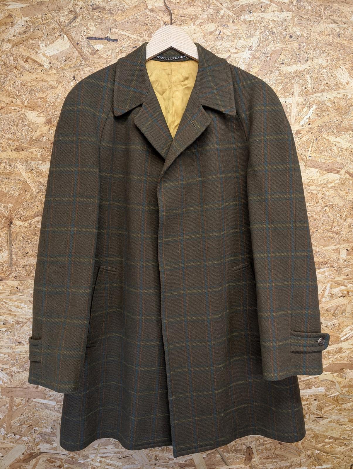 Bladen Overcoat Large Men Plaid Wool Long Jacket Khaki Green Brown Derby Vintage