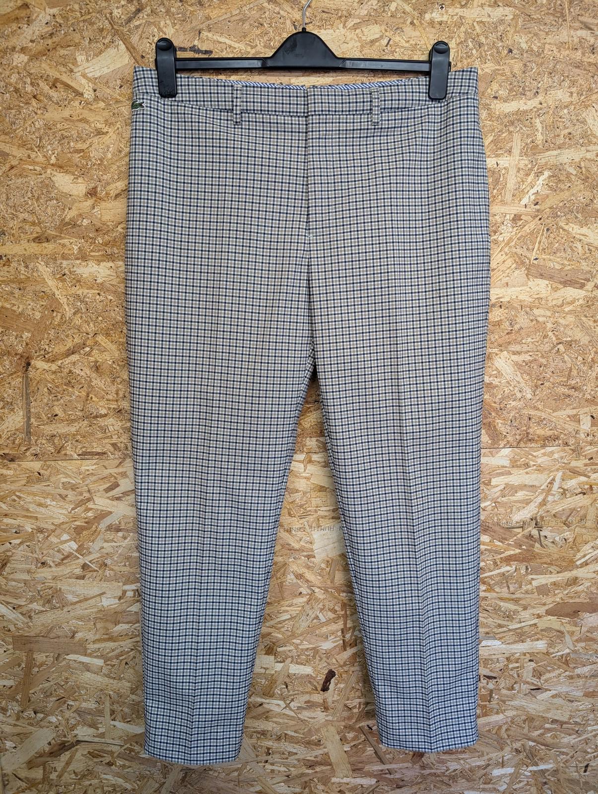 Lacoste Live Trousers W36 L29 Men Check Slim Fit Beige Golf Smart Cropped