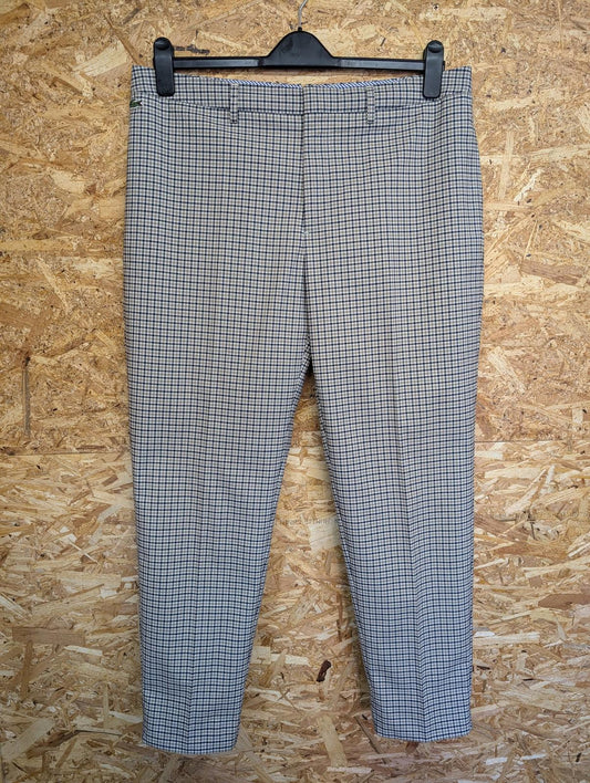 Lacoste Live Trousers W36 L29 Men Check Slim Fit Beige Golf Smart Cropped