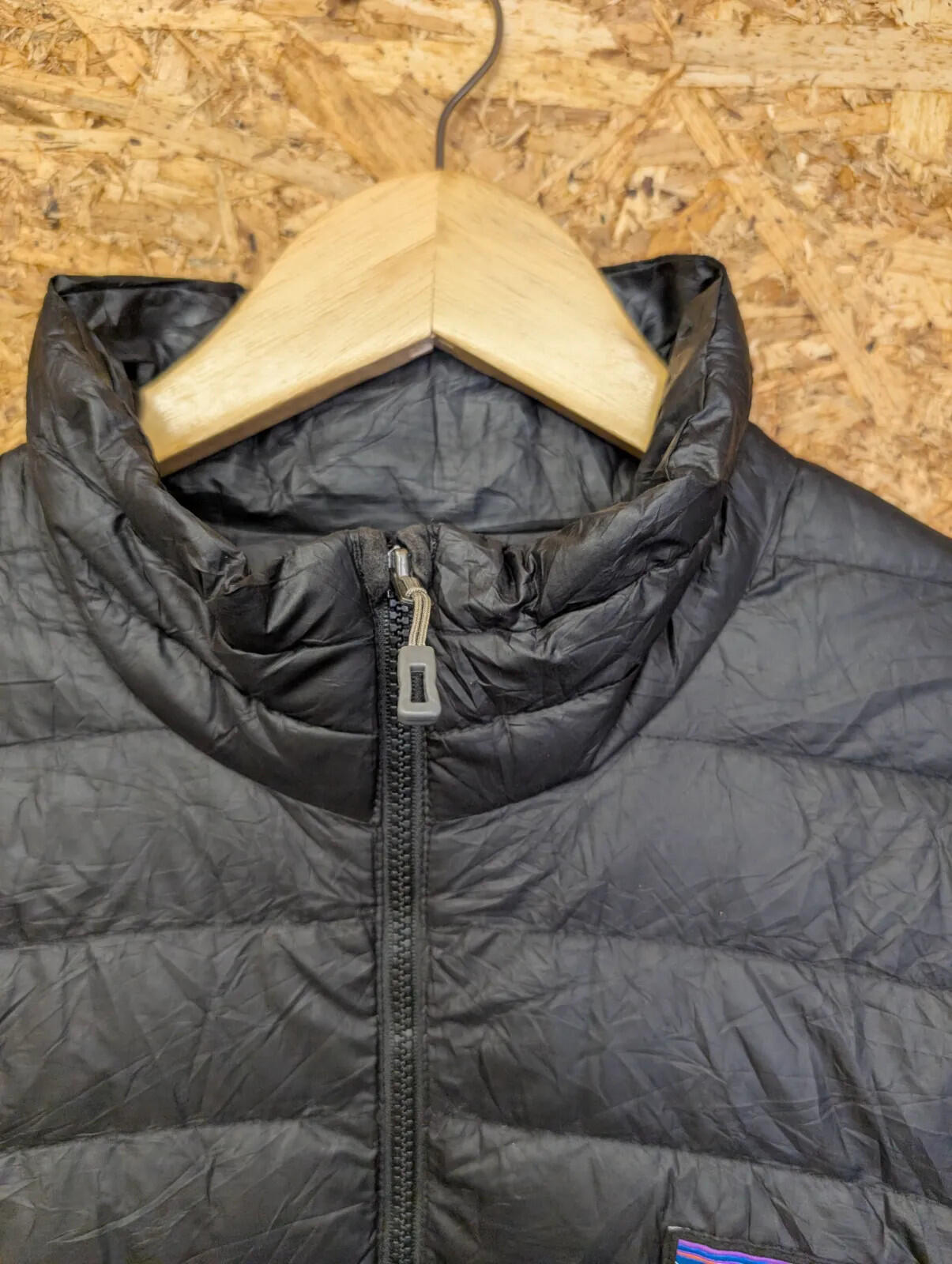 Patagonia Down Sweater Jacket Mens Medium Quilted Black Puffer Full Zip Layer