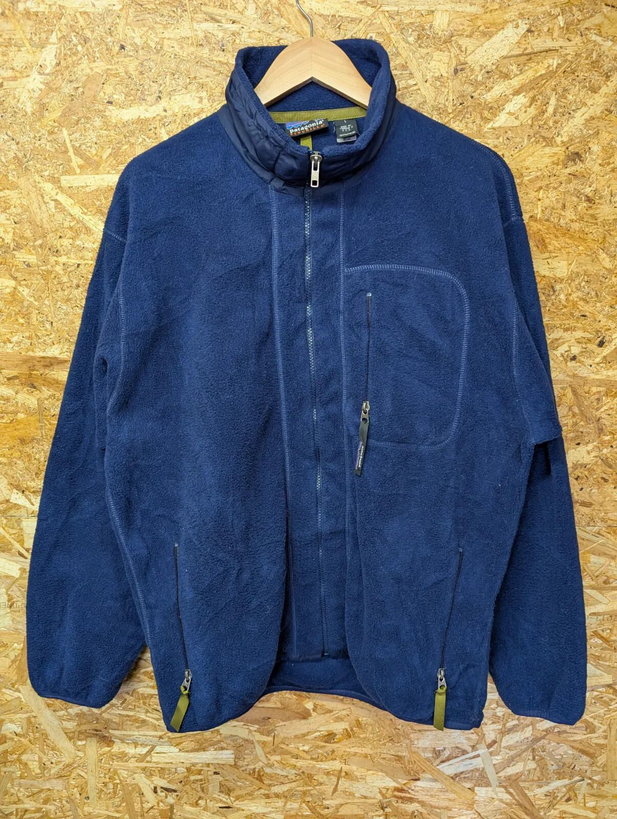 Vintage Patagonia Fleece Jacket Mens Large Navy Blue Synchilla Full Zip USA 90s