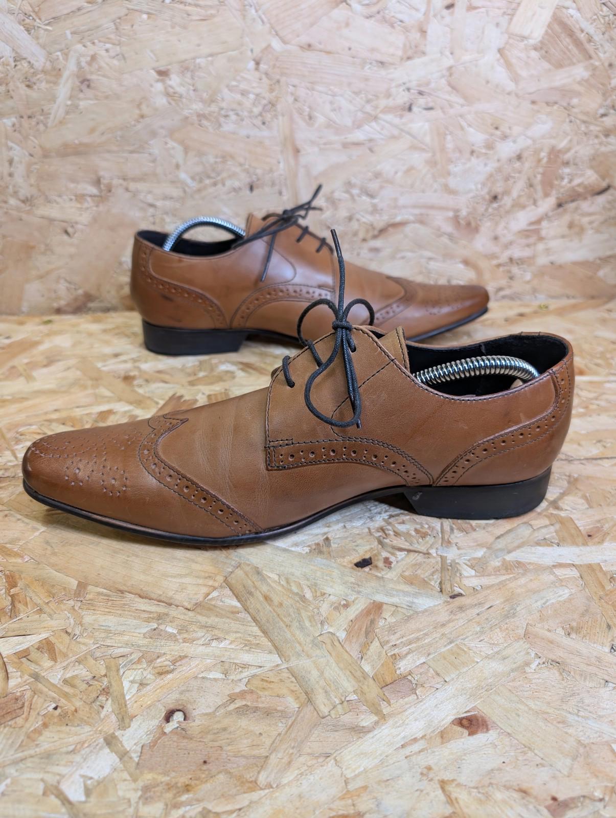 Ikon Shoes UK 6 Men Lace Up Spencer Wing Brogue Smart Shoes Leather Brown