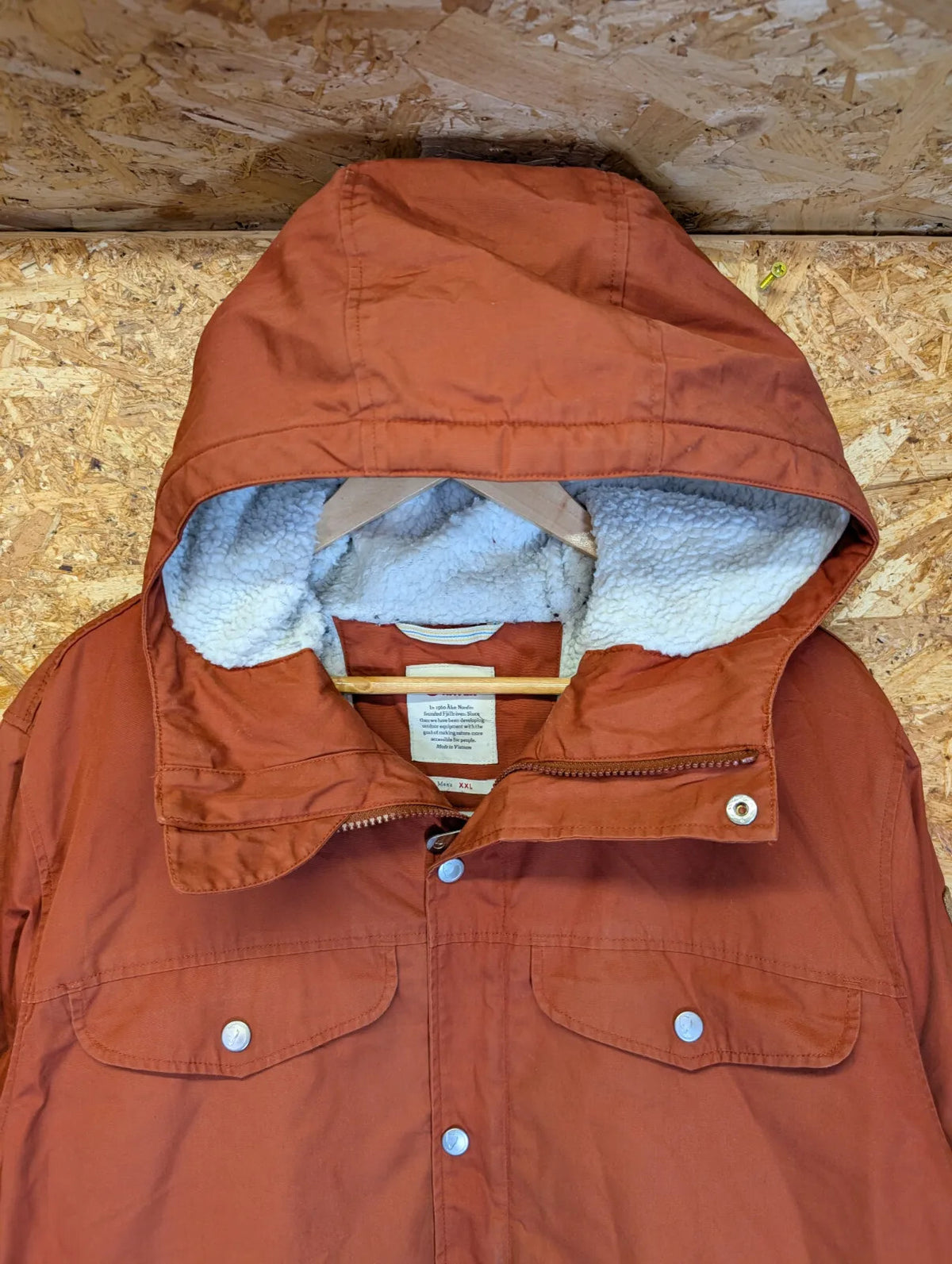 Fjallraven Greenland Winter Jacket Men XXL Rust Orange G1000 Fleece Lined Wax