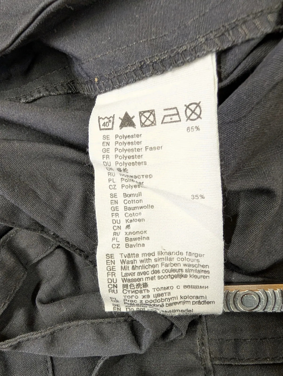 Fjallraven G1000 Cargo Trousers Men W36 L30 Black Grey Cotton Relaxed Fit Hiking