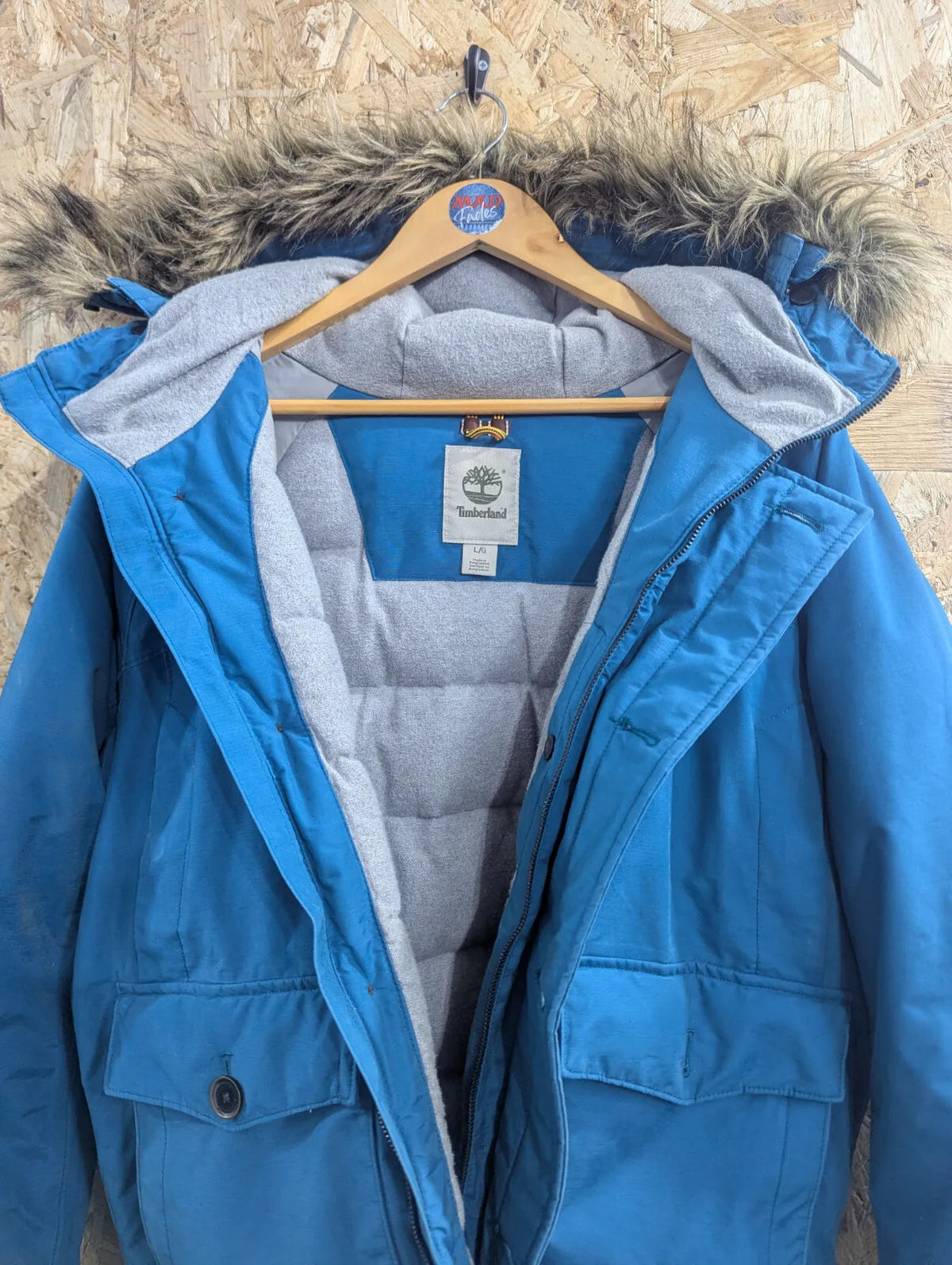 Timberland Down Filled Parka Mens Turquoise Large Blue Down HyVent Waterproof