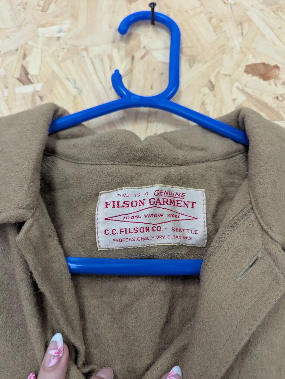 Filson Jac Shirt Mens XL Tan Beige Virgin Wool Button Up Patch Pockets USA Made