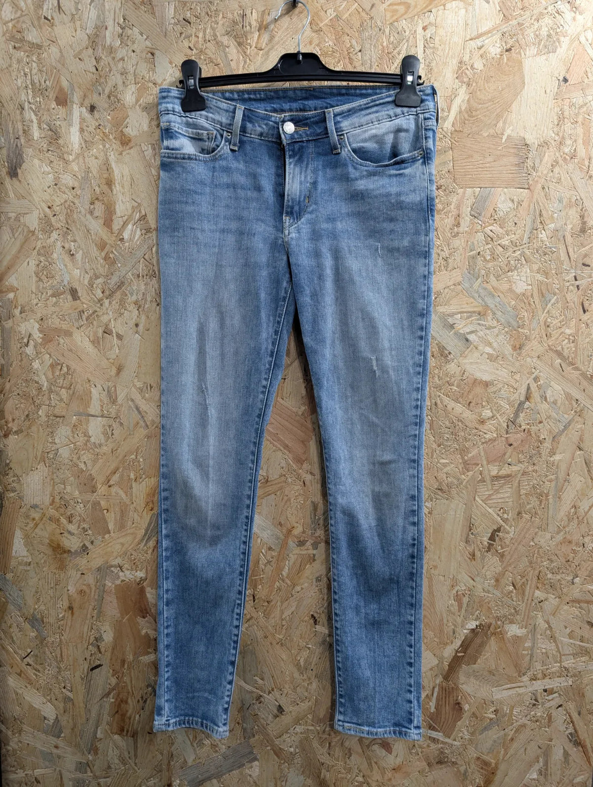 Levis Jeans Womens W28 L28 Light Blue Wash Denim Stretch Slim Fit Zip Fly
