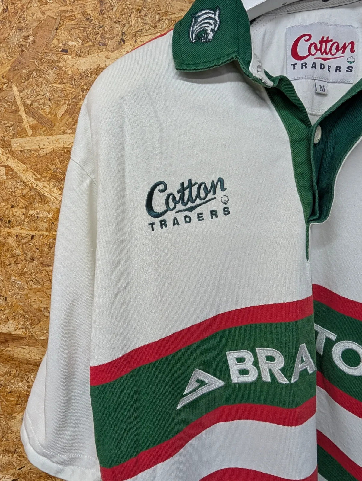 Vintage Leicester Tigers Away Rugby Shirt Mens Medium White Cotton Traders 90s