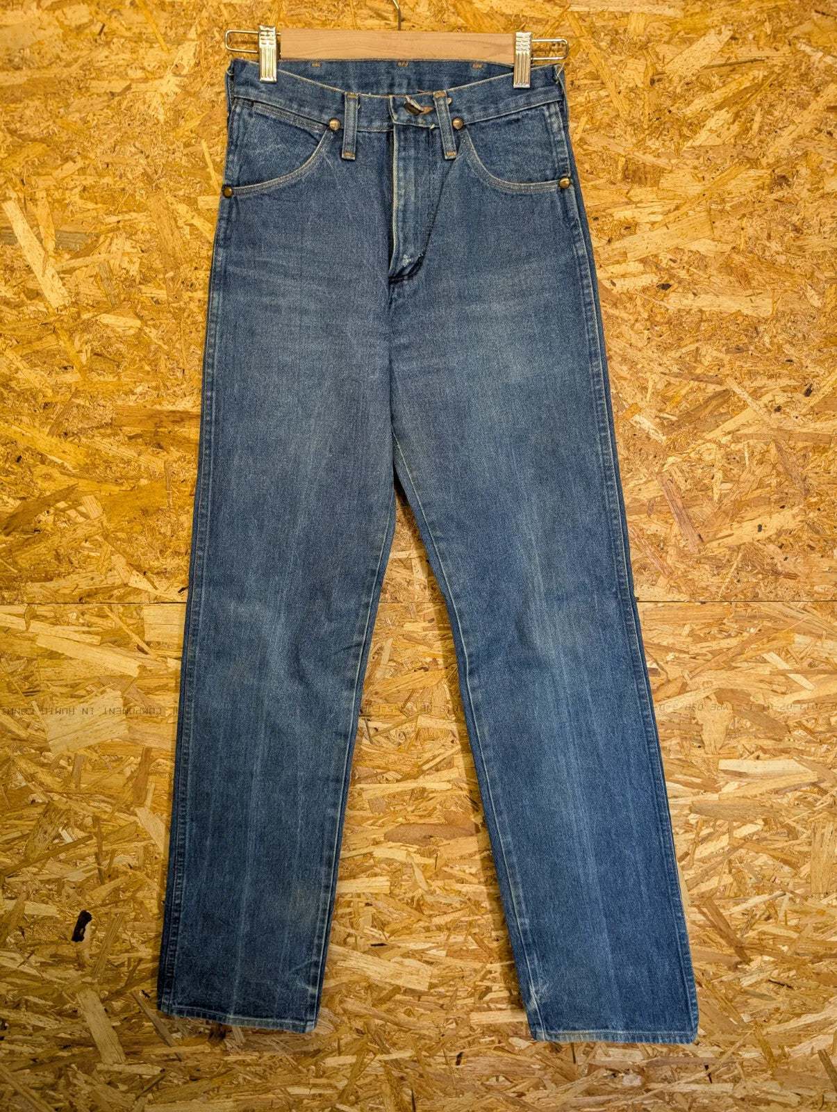 Vintage Wrangler 13MWZ Jeans Mens W27 L34 Blue Denim Straight Leg Zip Fly 80s