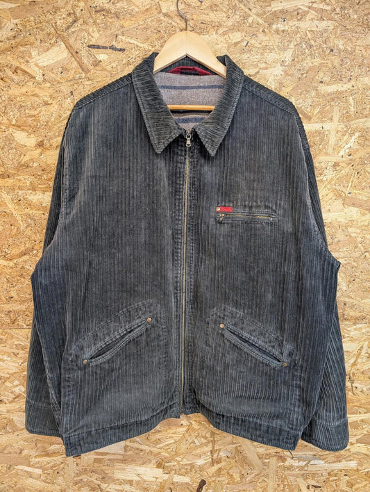 Lee Cooper Corduroy Chore Jacket XL Men Vintage 90s Grey Black Grunge Sack Lined