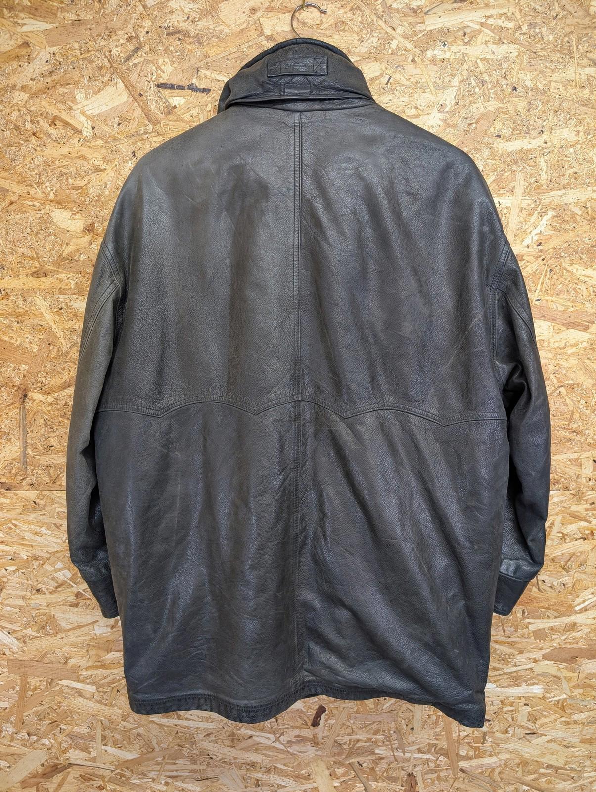 Gant Leather Coat Medium Oversized Vintage 90s Black Double Decker Wool Liner