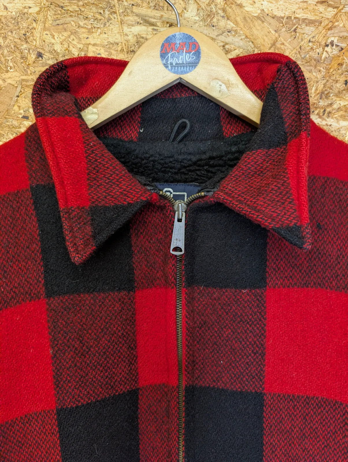 Woolrich Buffalo Jacket Mens XXL Red Black Plaid Check Sherpa Lined USA Made 70s