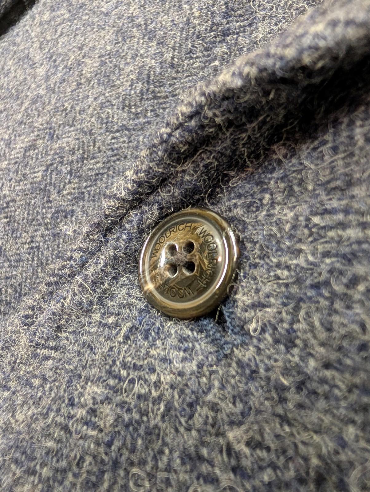 Woolrich Tweed Blazer Large Men Wool Blue 2 Button Cotton Lined Navy Elbow Patch