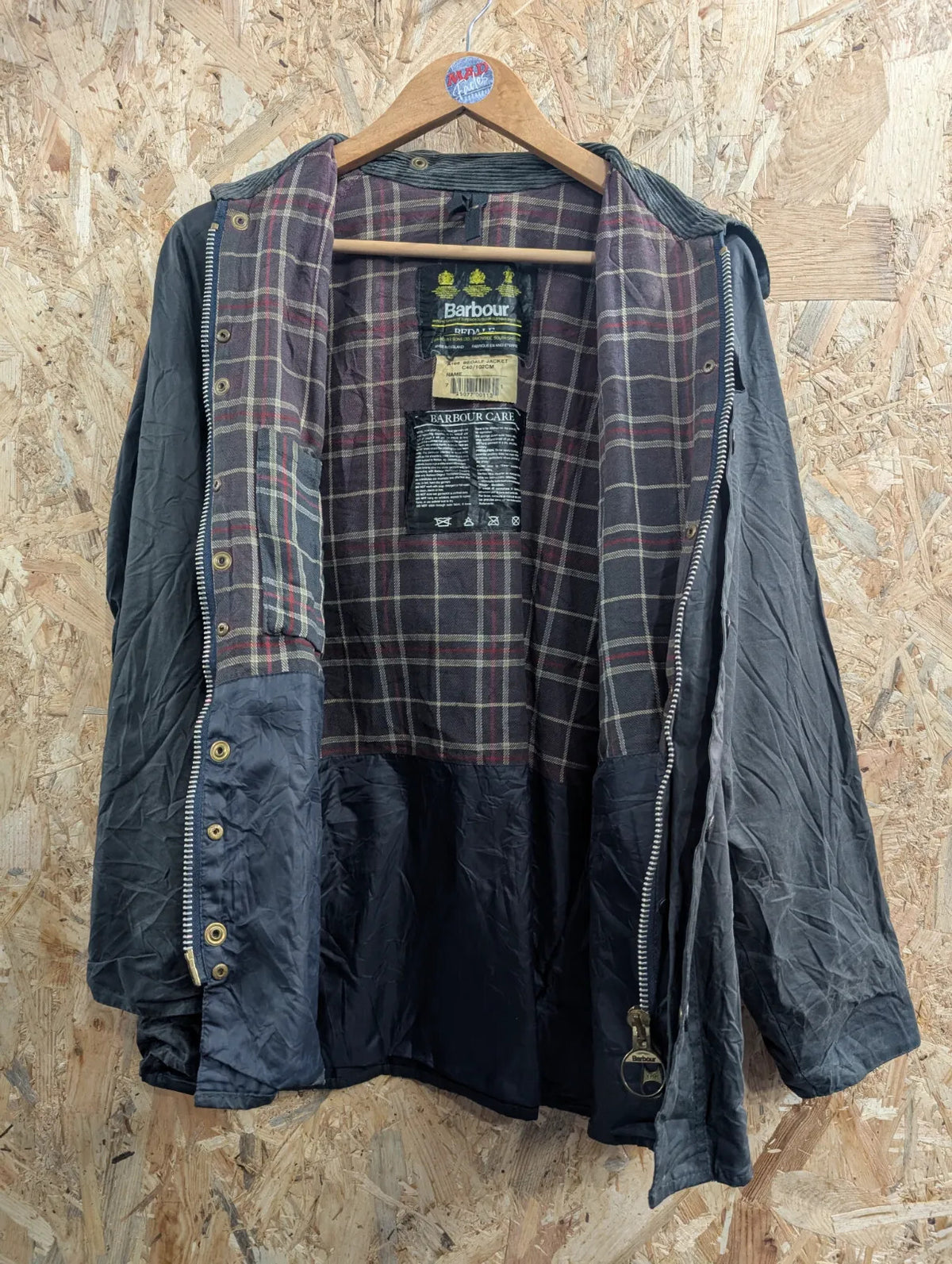 Barbour Wax Bedale Jacket Mens Medium C40 102cm Black A105 England Made 90s