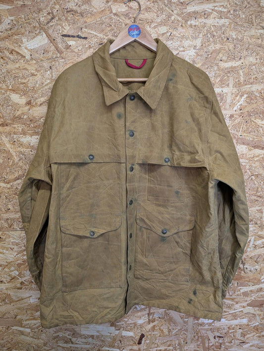 Filson Tin Cloth Packer XL Men Jacket Waxed Cotton Field Coat Brown Double USA