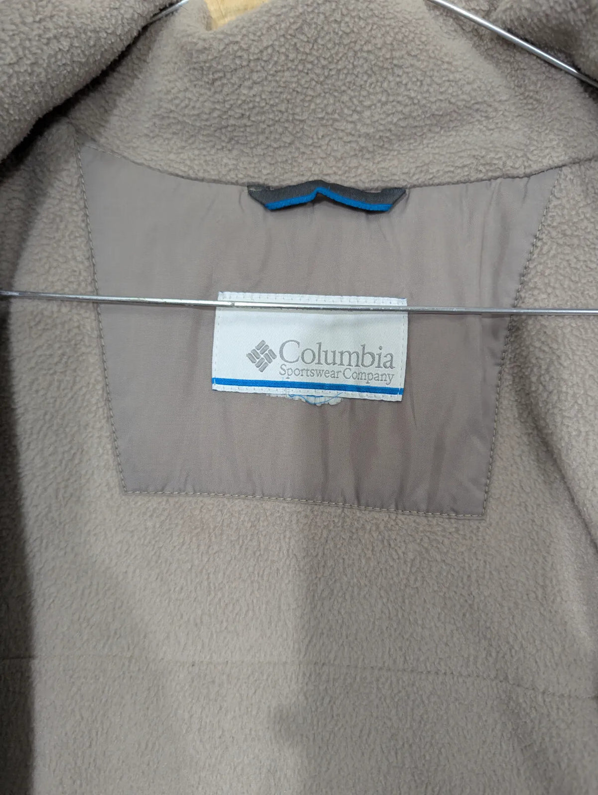 Columbia Fleece Lined Jacket Mens Large Beige Grey Omni Shield Walking Hiking