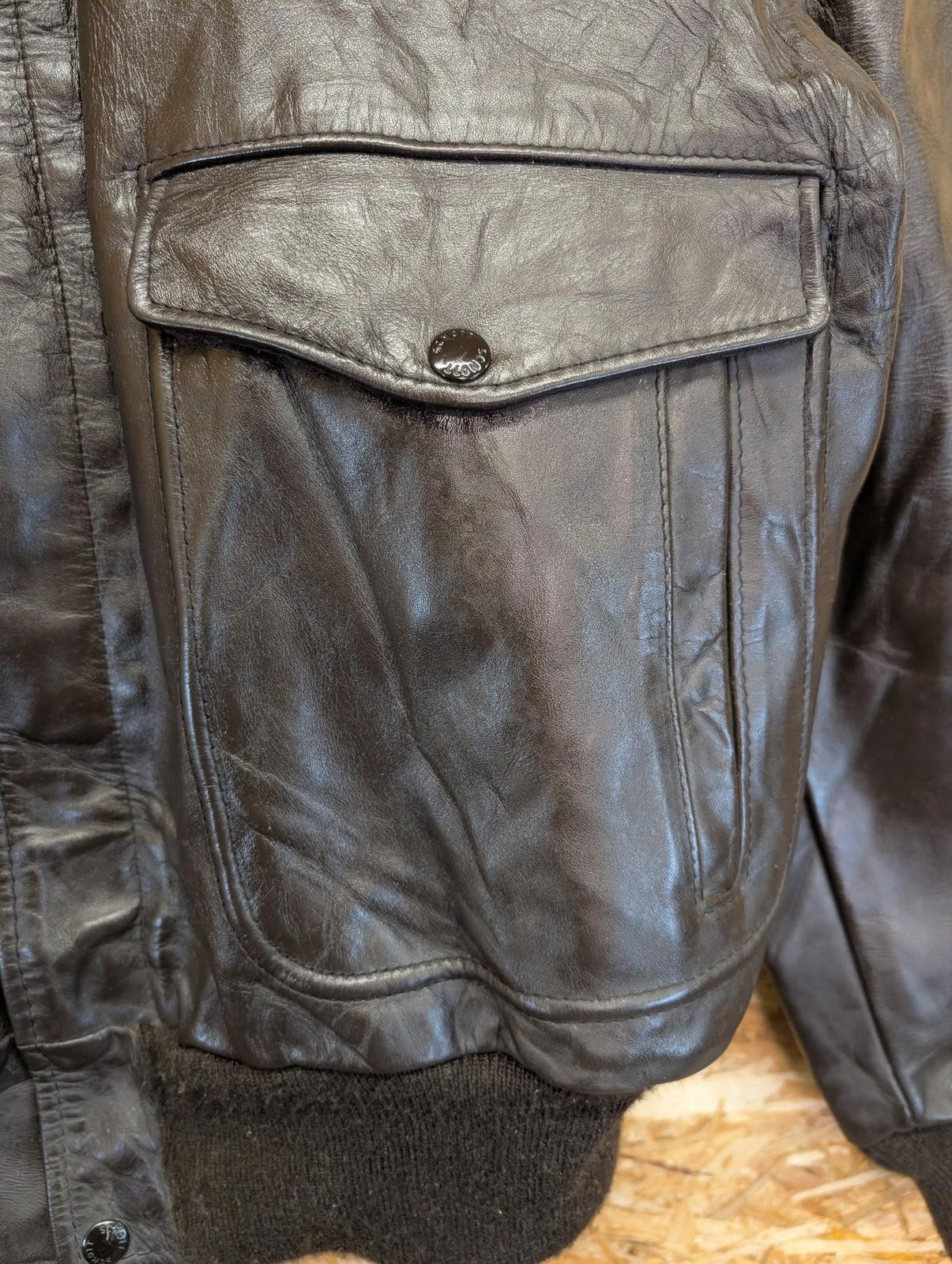 Schott 684 Leather Bomber Jacket Men Large 42 NYC Faux Lined Brown Vintage 90s