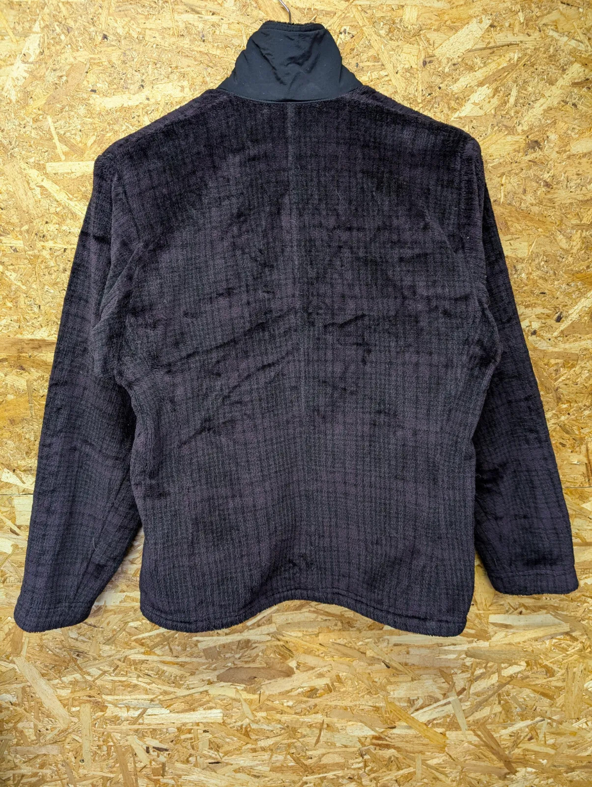 Patagonia Fleece Jacket Womens Medium Dark Purple Black Check Full Zip USA Made