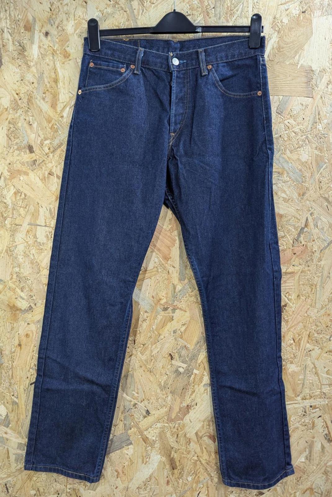 Levis 522 Jeans W32 L32 Men Raw Rigid Navy Blue Denim Slim Leg Tapered Fit Y2K