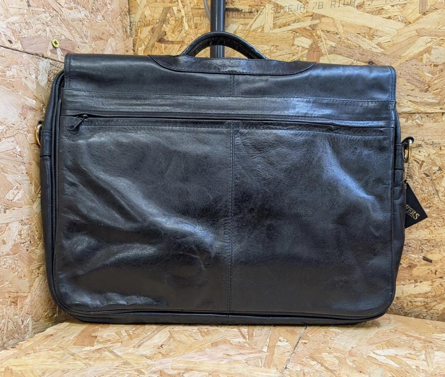 Quality Leather Black 15.5" Messenger Bag Medium Briefcase Satchel Book StraP
