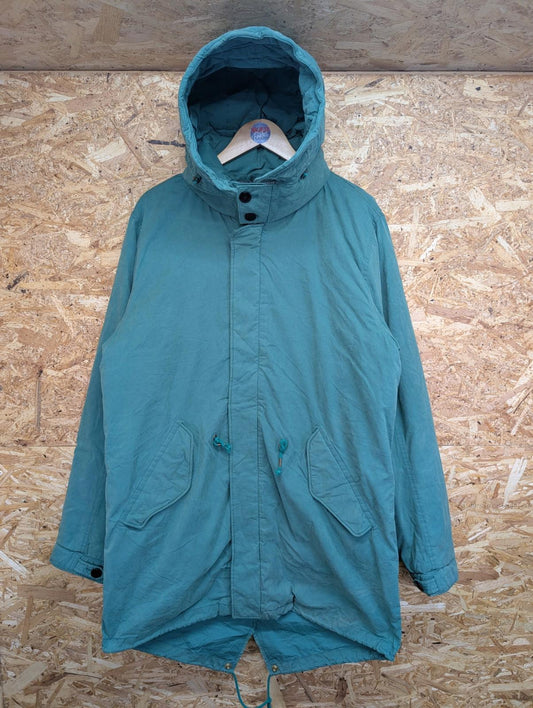 Scotch & Soda Parka Coat Large Men Snorkel Hood Fishtail Lined Mod Green Canvas