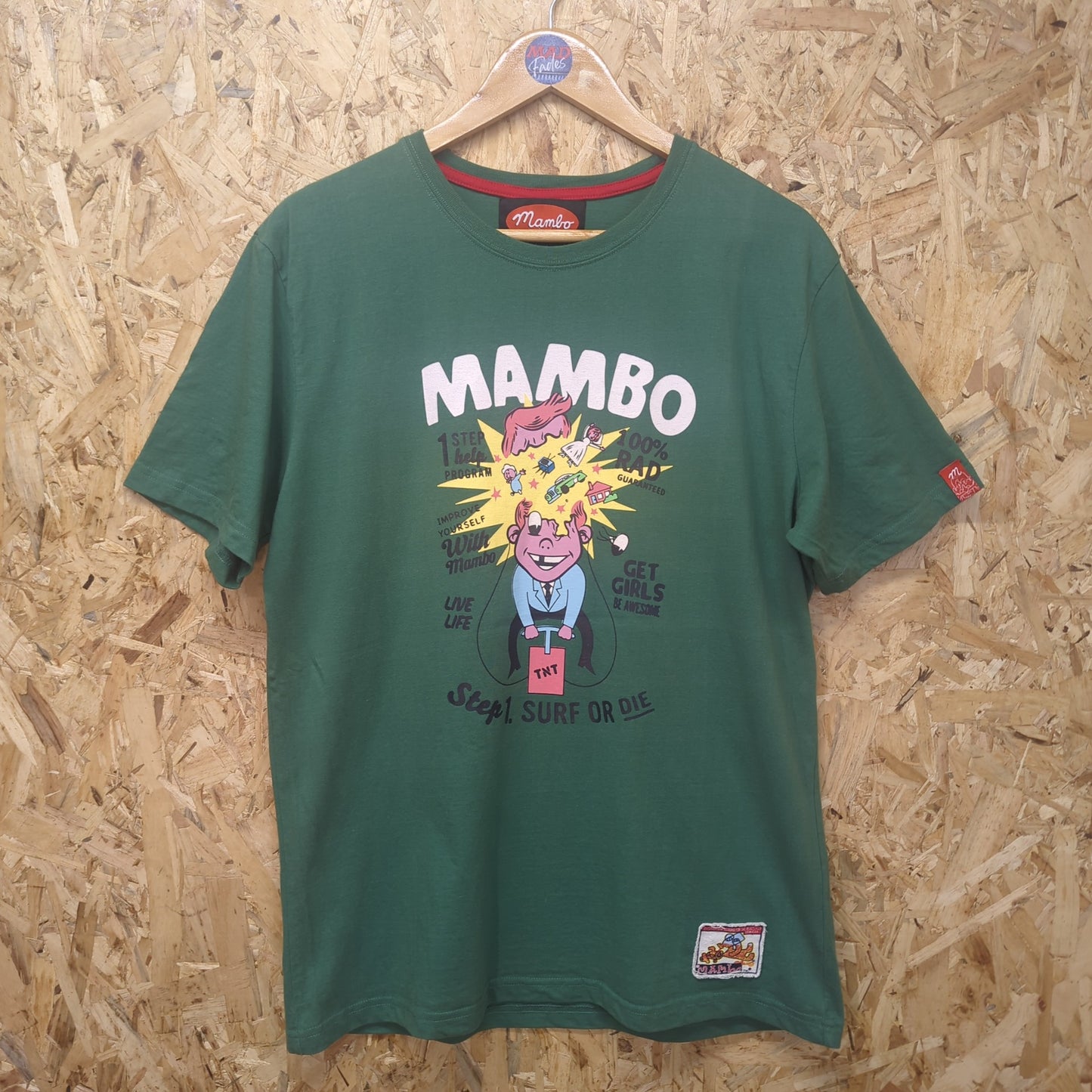 Mambo Surf Or Die Step 1 T-shirt Short Sleeve Print Logo Green Mens Medium