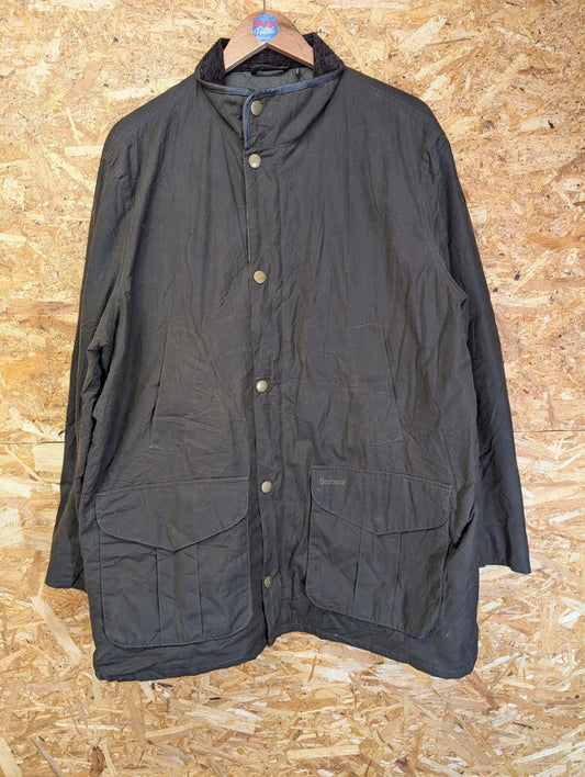 Barbour Hereford Wax Jacket Men XXL Brown Cotton Quilted Leather Corduroy Padded