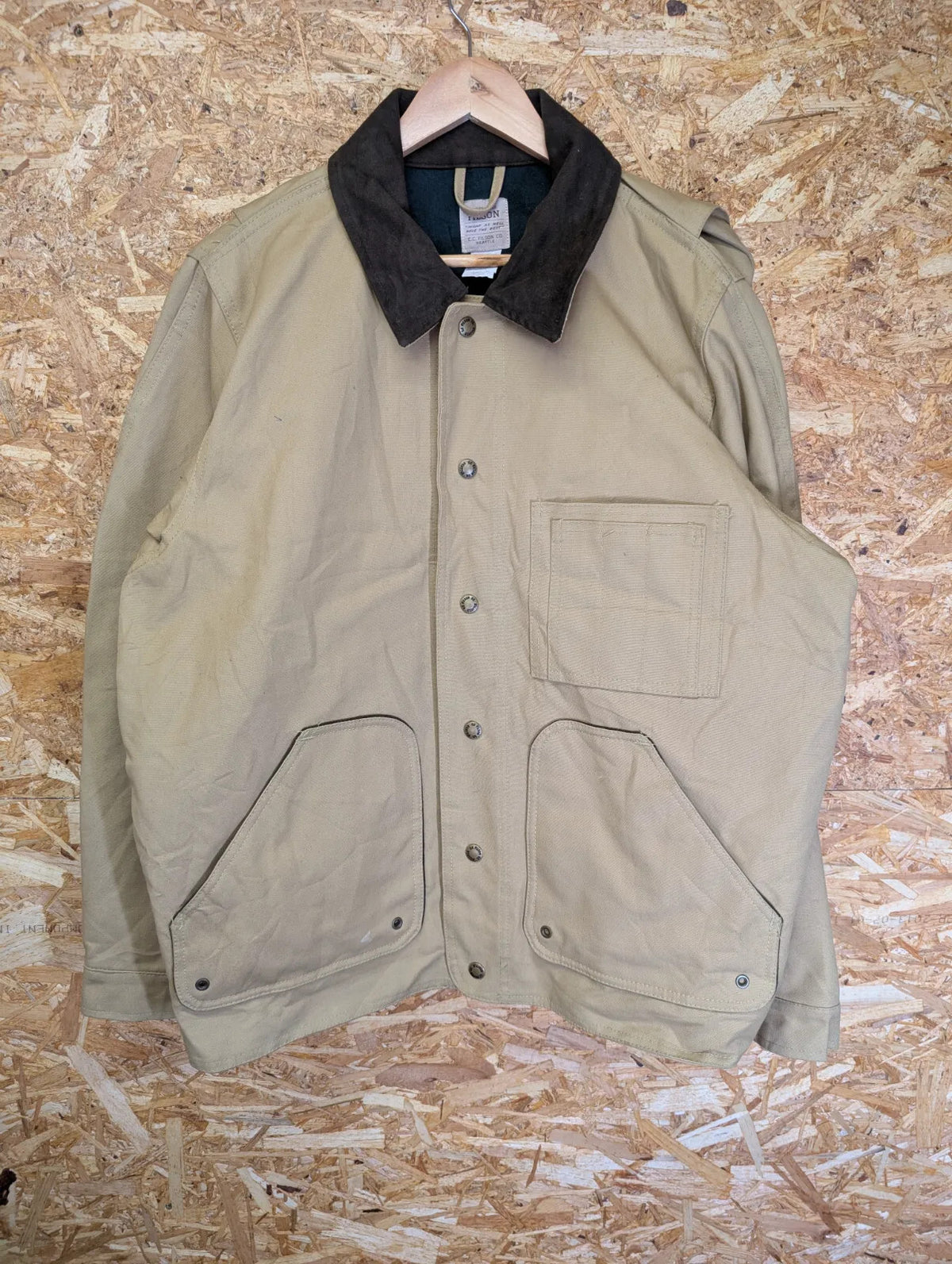 Filson Klondike 721 Jacket Mens Large Tan Canvas Dry Cloth USA Made Wool Lined