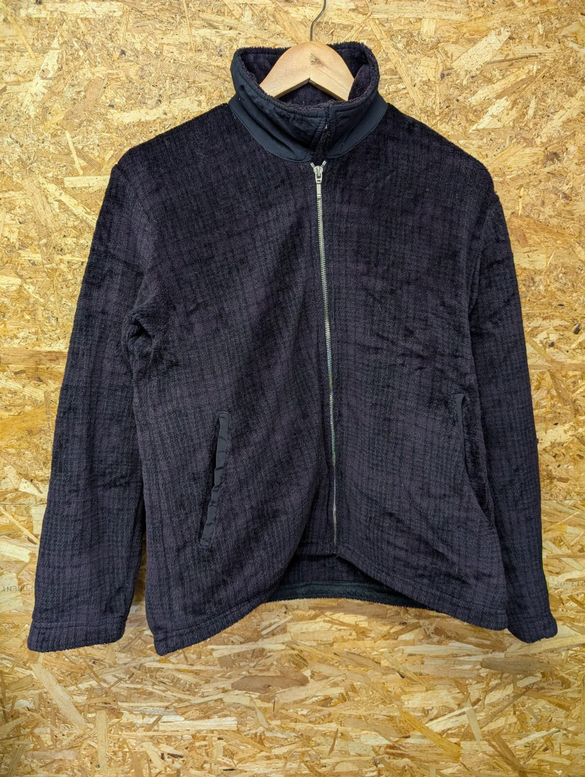 Patagonia Fleece Jacket Womens Medium Dark Purple Black Check Full Zip USA Made