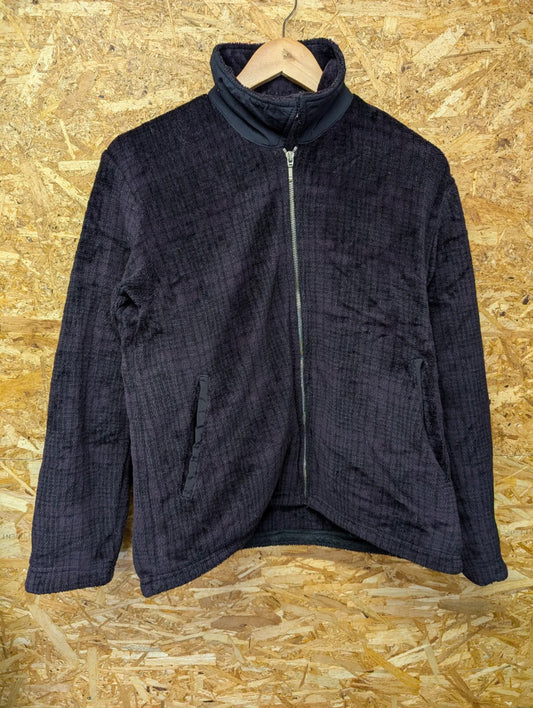 Patagonia Fleece Jacket Womens Medium Dark Purple Black Check Full Zip USA Made