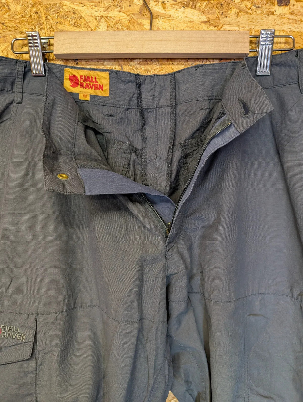 Fjallraven Cargo Trousers Mens W34 L34 Dark Grey Cotton Straight Hiking Walking