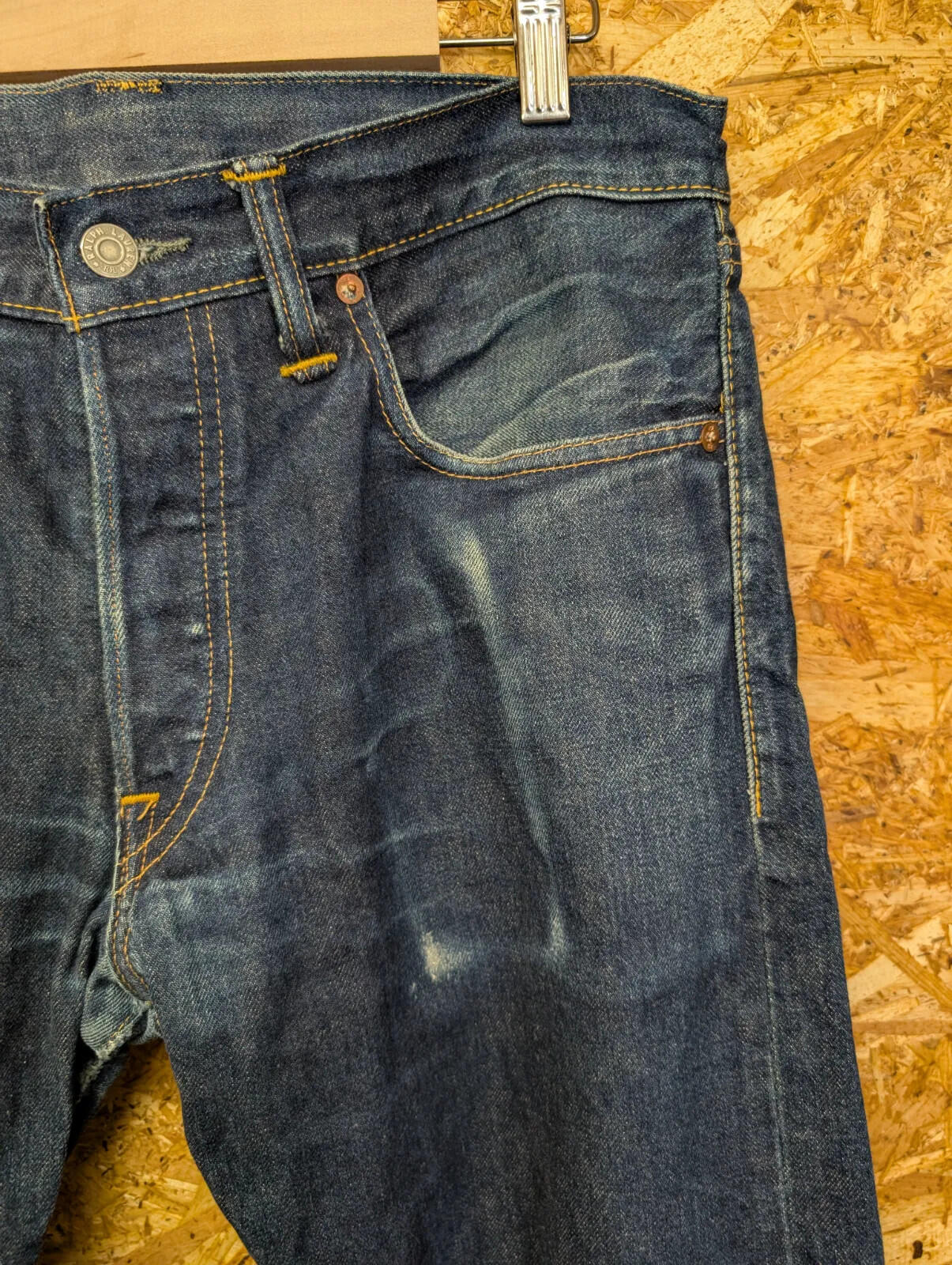 RRL Selvedge Jeans Mens W32 L32 Navy Blue Wash Denim Button Fly Straight Leg