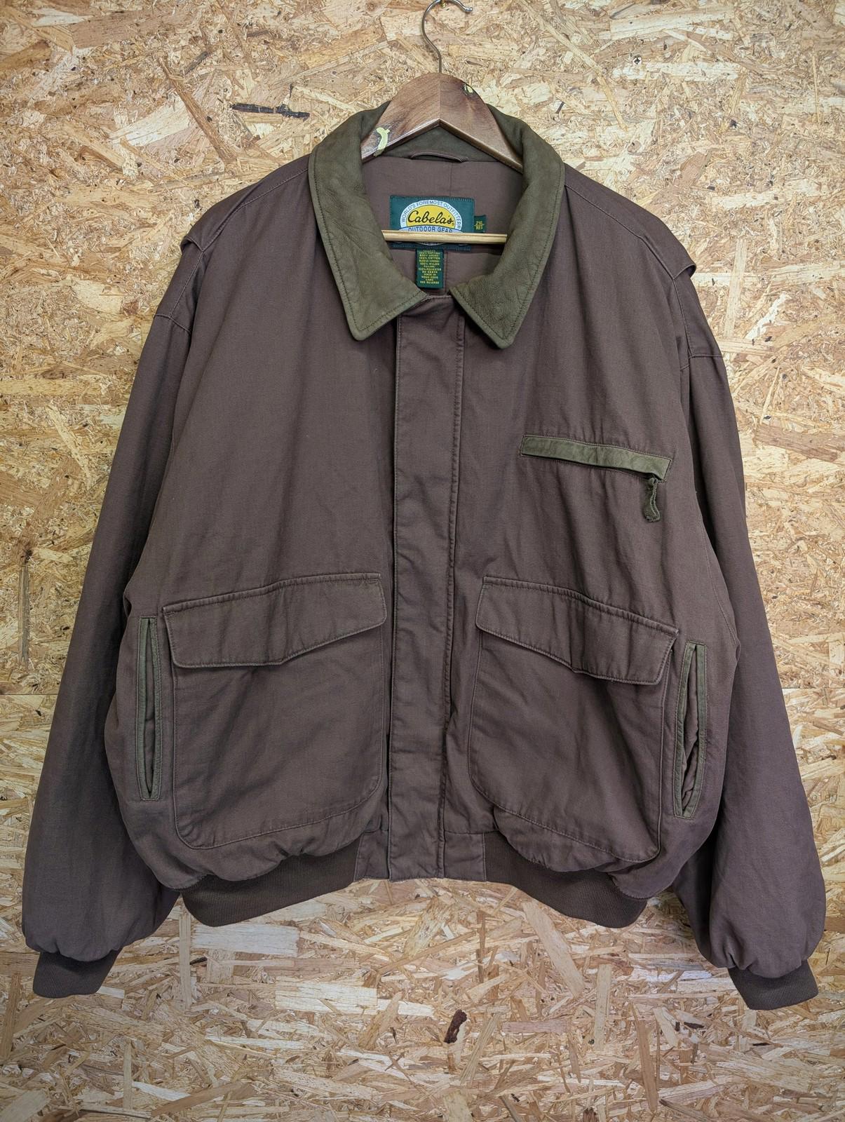 Cabelas Padded Jacket XXL Men Brown Cotton Hunting Coat Leather USA Detroit