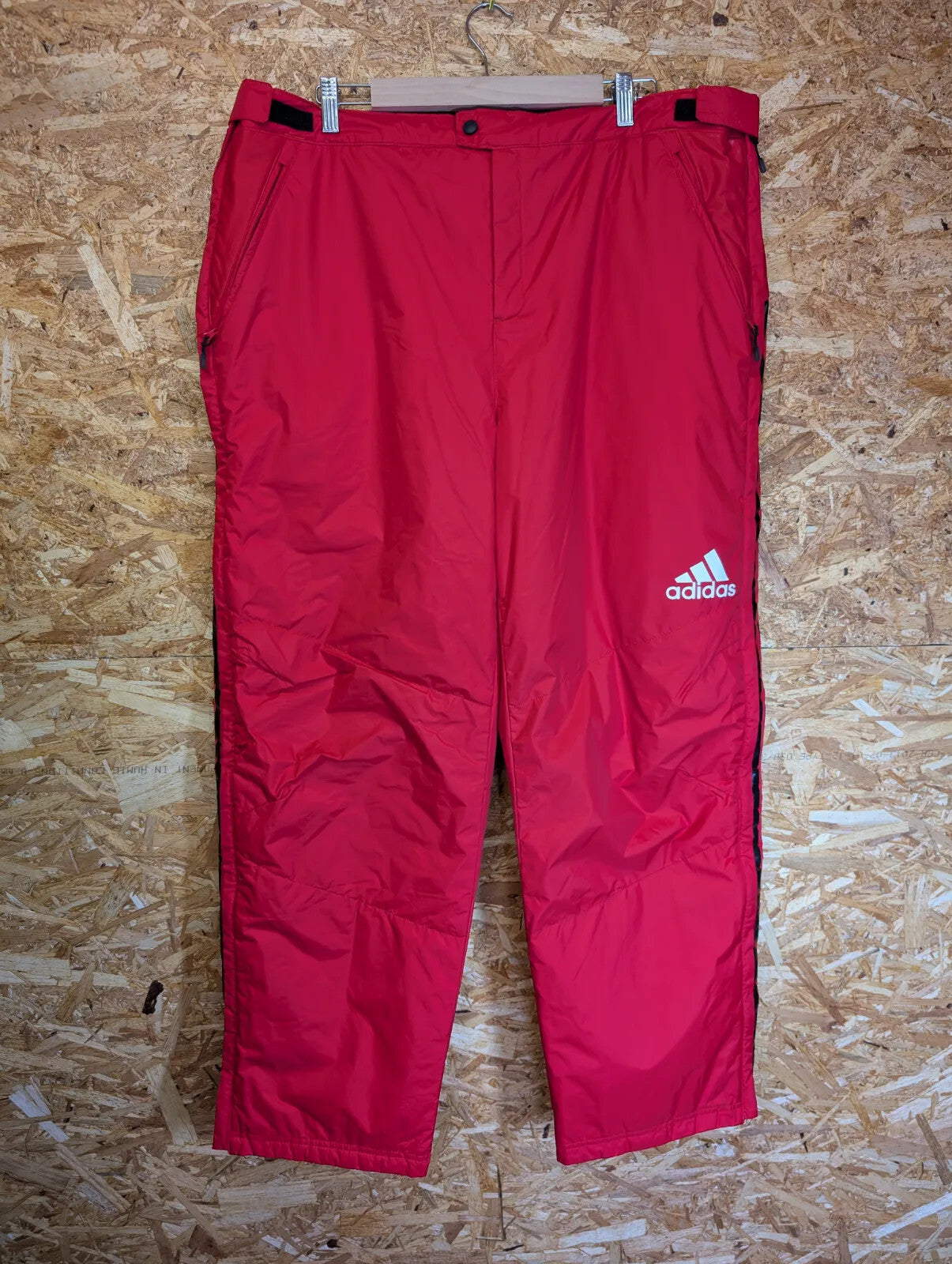 Adidas Insulated Ski Pants W40 Red 3 Stripes Snowboard Zip Sides Salopettes