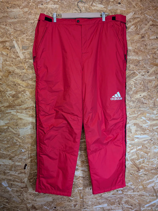 Adidas Insulated Ski Pants W40 Red 3 Stripes Snowboard Zip Sides Salopettes
